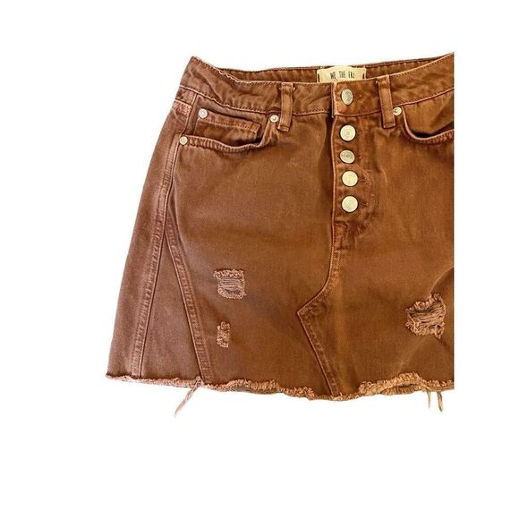 Free People We The Free Rust Colored A-Line Jean Skirt - Picture 2 of 5